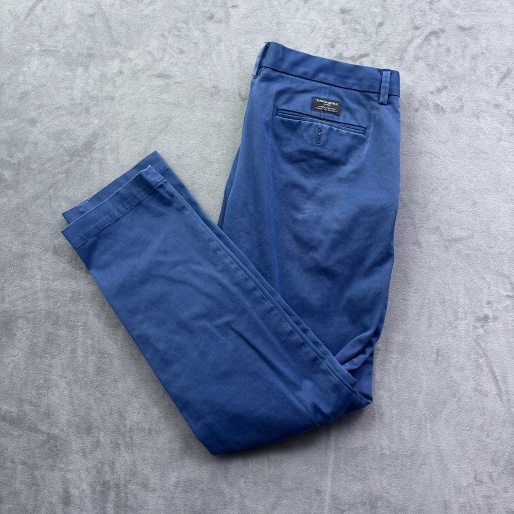 Banana Republic Mason Athletic Tapered Fit Chino Pants Blue 34x32 Mens